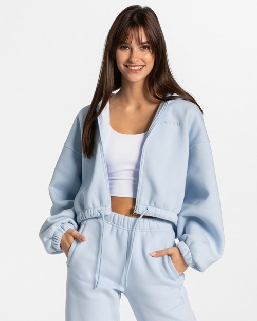 TEVEO Iconic Oversized Zip Hoodie Blau | PFIR58769